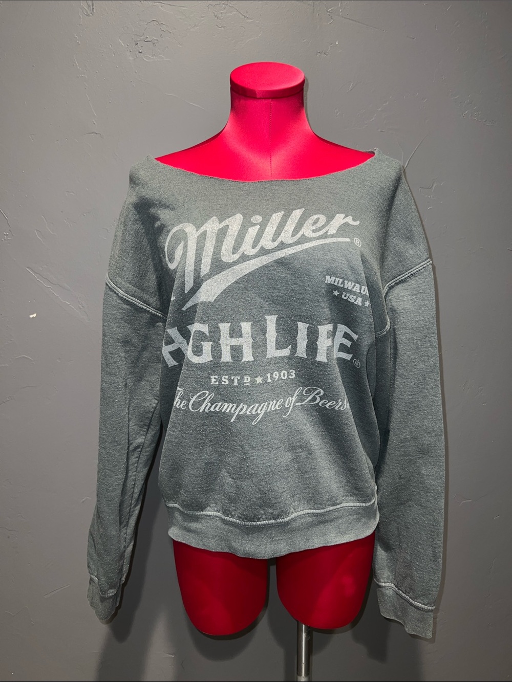 Gray Miller High Life Cut Crewneck Sweatshirt